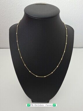 18K Real Gold Station Necklace 17.75"